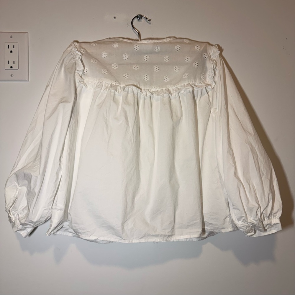 Storia Cotton White Tie-Front Blouse size S - Picture 4 of 9